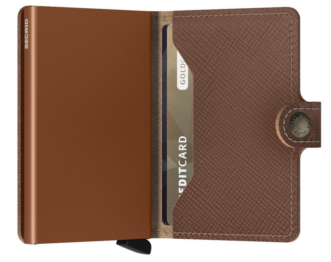 RFID-Schutz Kartenetui braun Saffiano Caramel Secrid Miniwallet