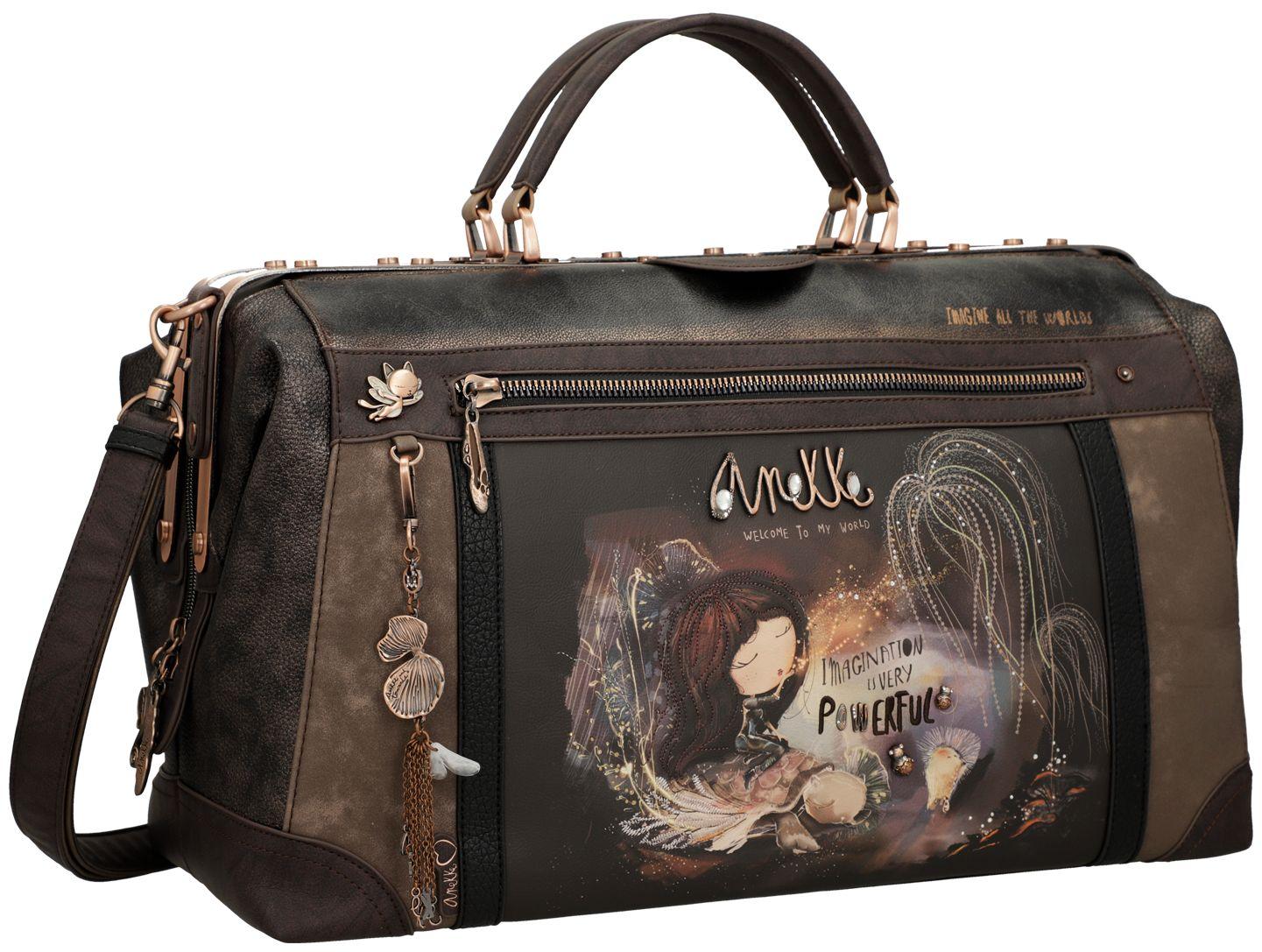 Reisetasche Anekke Dreamverse Comicprint Kristalle braun