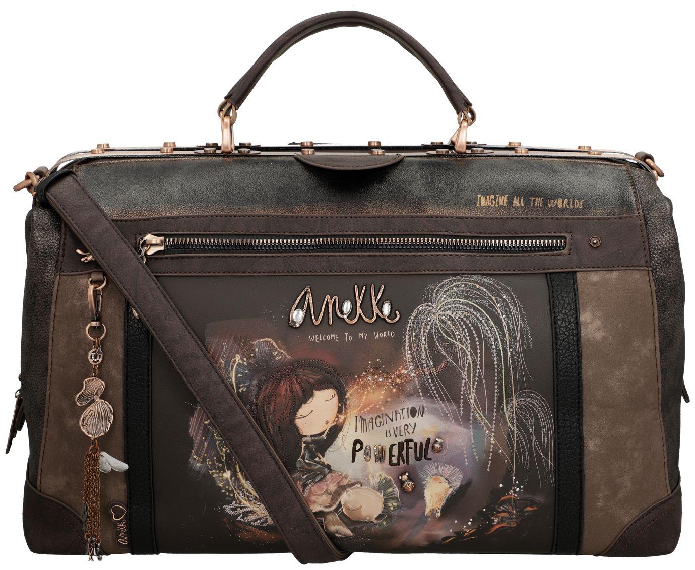 Reisetasche Anekke Dreamverse Comicprint Kristalle braun