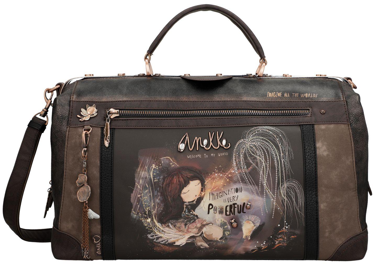 Reisetasche Anekke Dreamverse Comicprint Kristalle braun