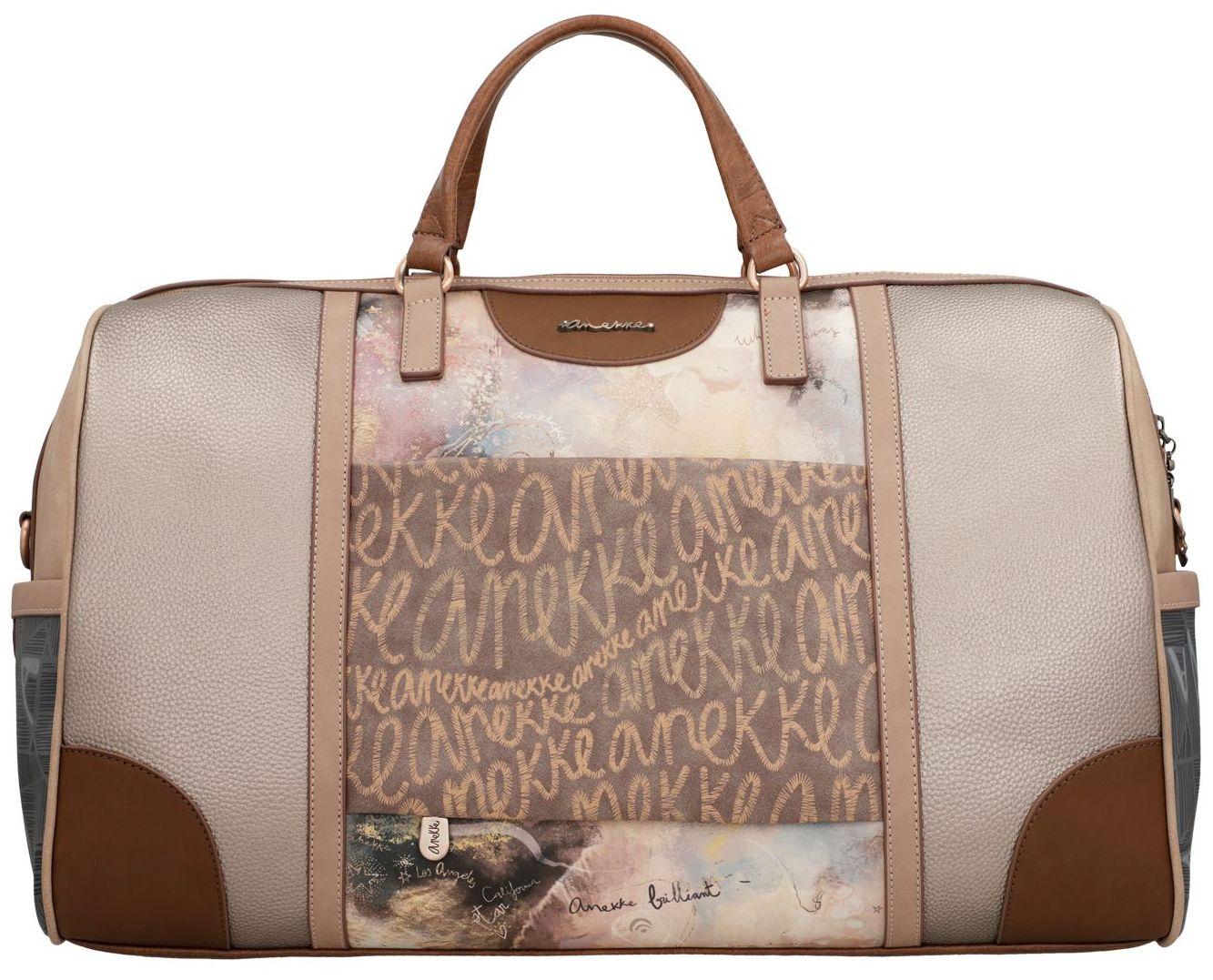 Reisetasche Anekke Hollywood Glitzer beige Ziernähte 