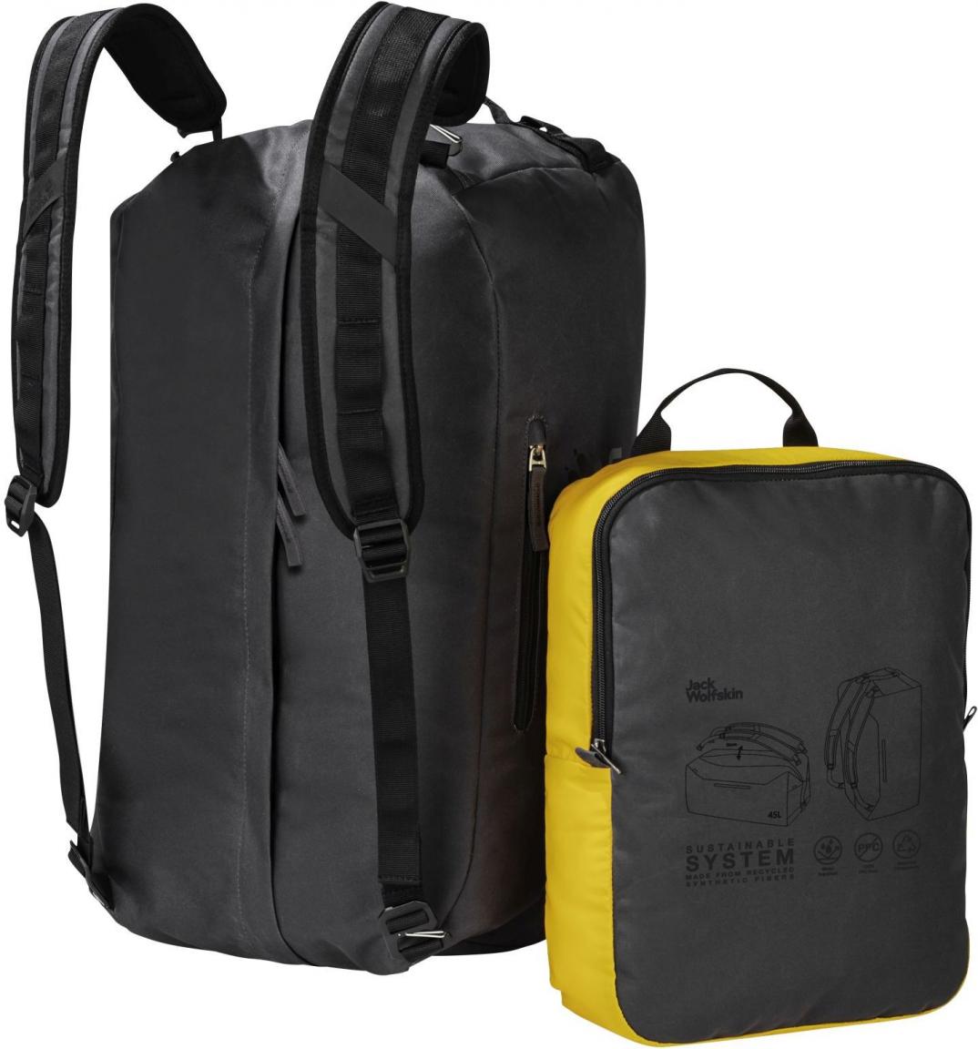 Reisetasche Rucksackfunktion Jack Wolfskin Traveltopia Duffle 45 Phantom