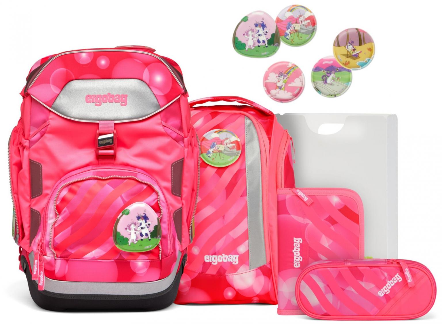 Rucksackset Grundschule pink Ergobag Pack KuntBärbuntes Einhorn