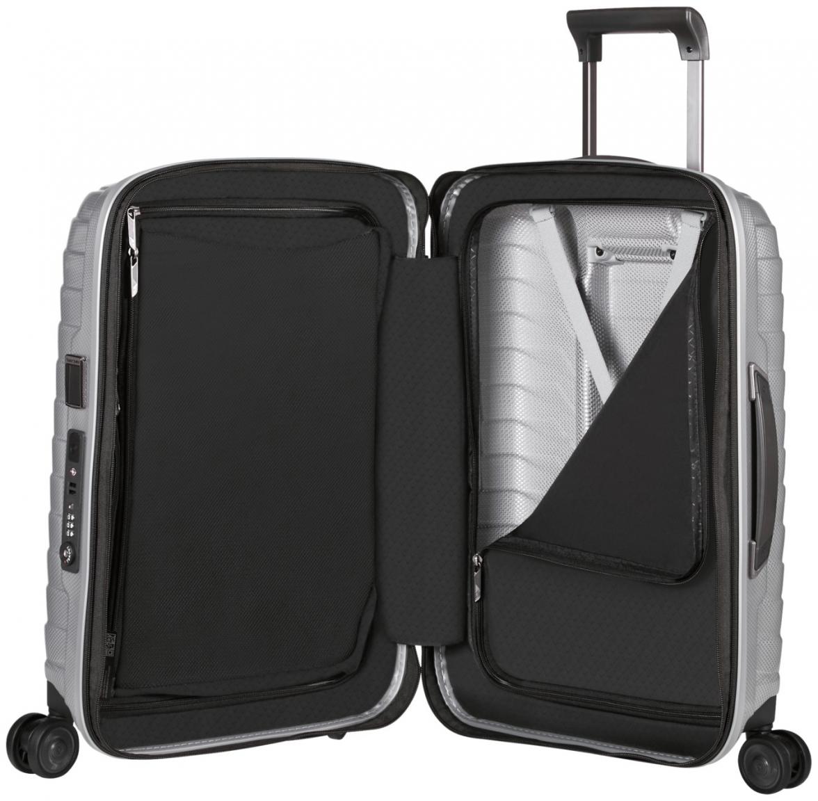 Samsonite Proxis Spinner S 55cm silber leichter Handgepäckkoffer Hartschale