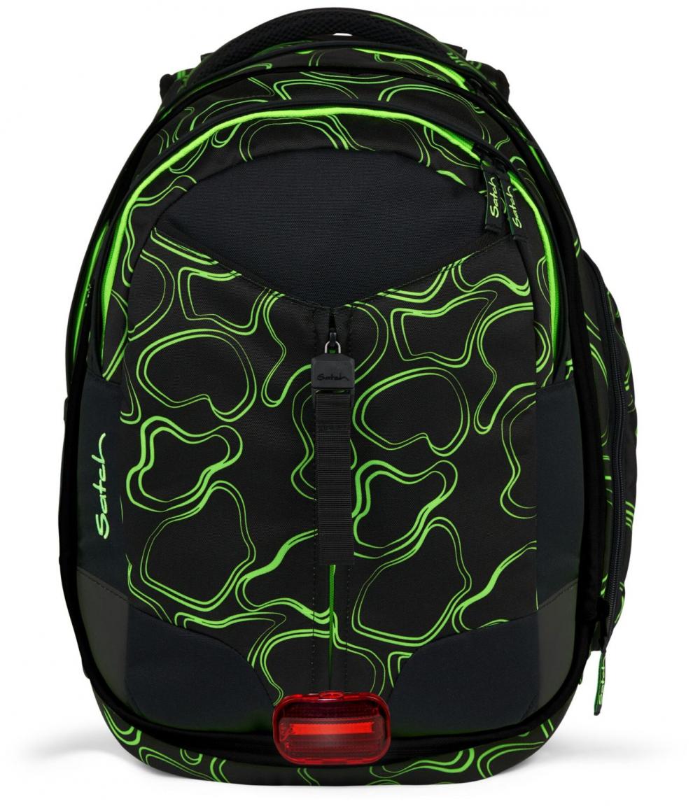 Satch Match Green Supreme schwarz neongrün erweiterbare Büchertasche