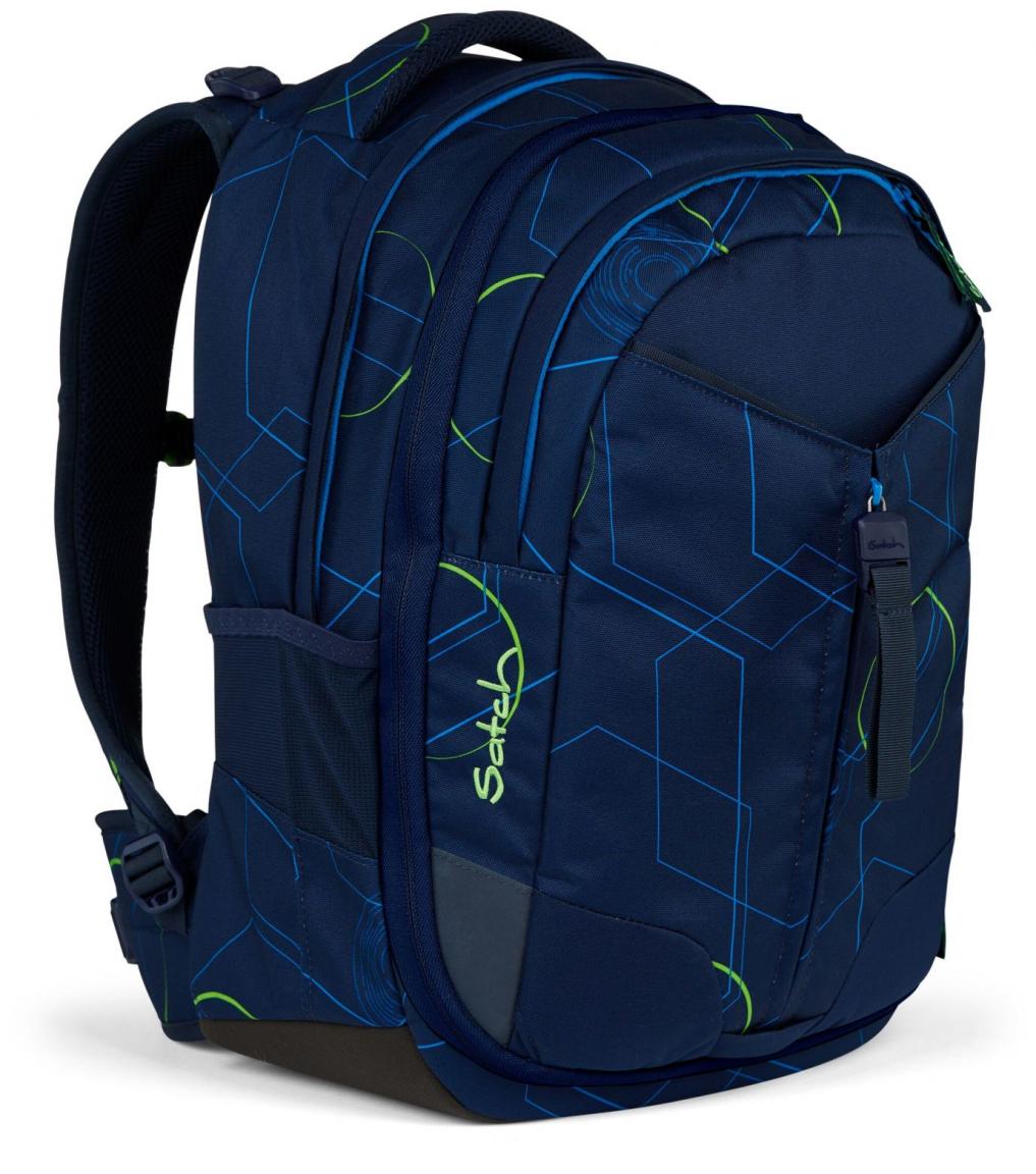 Satch Schulrucksack Match Blue Tech dunkelblau grafisches Muster 