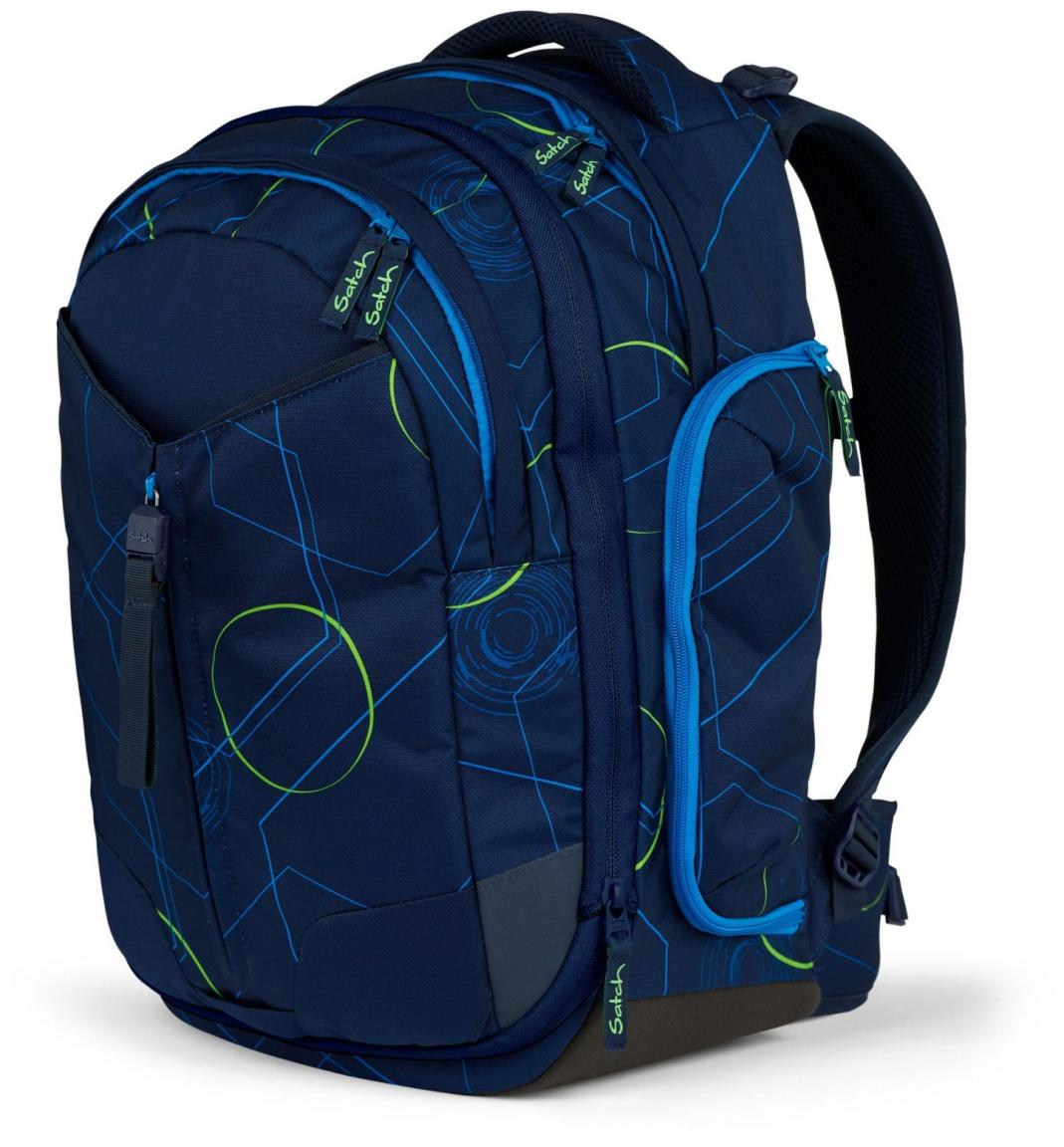 Satch Schulrucksack Match Blue Tech dunkelblau grafisches Muster 