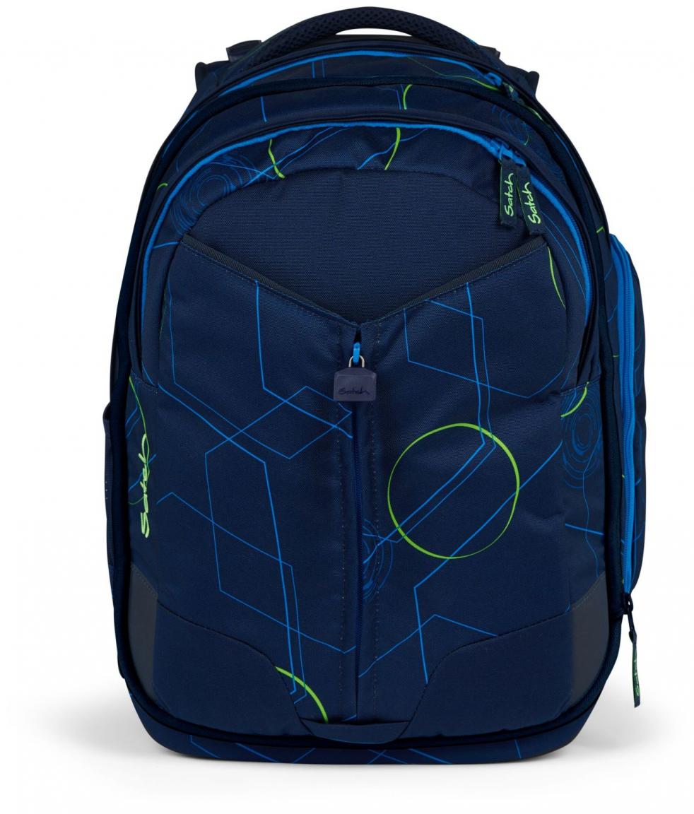 Satch Schulrucksack Match Blue Tech dunkelblau grafisches Muster 