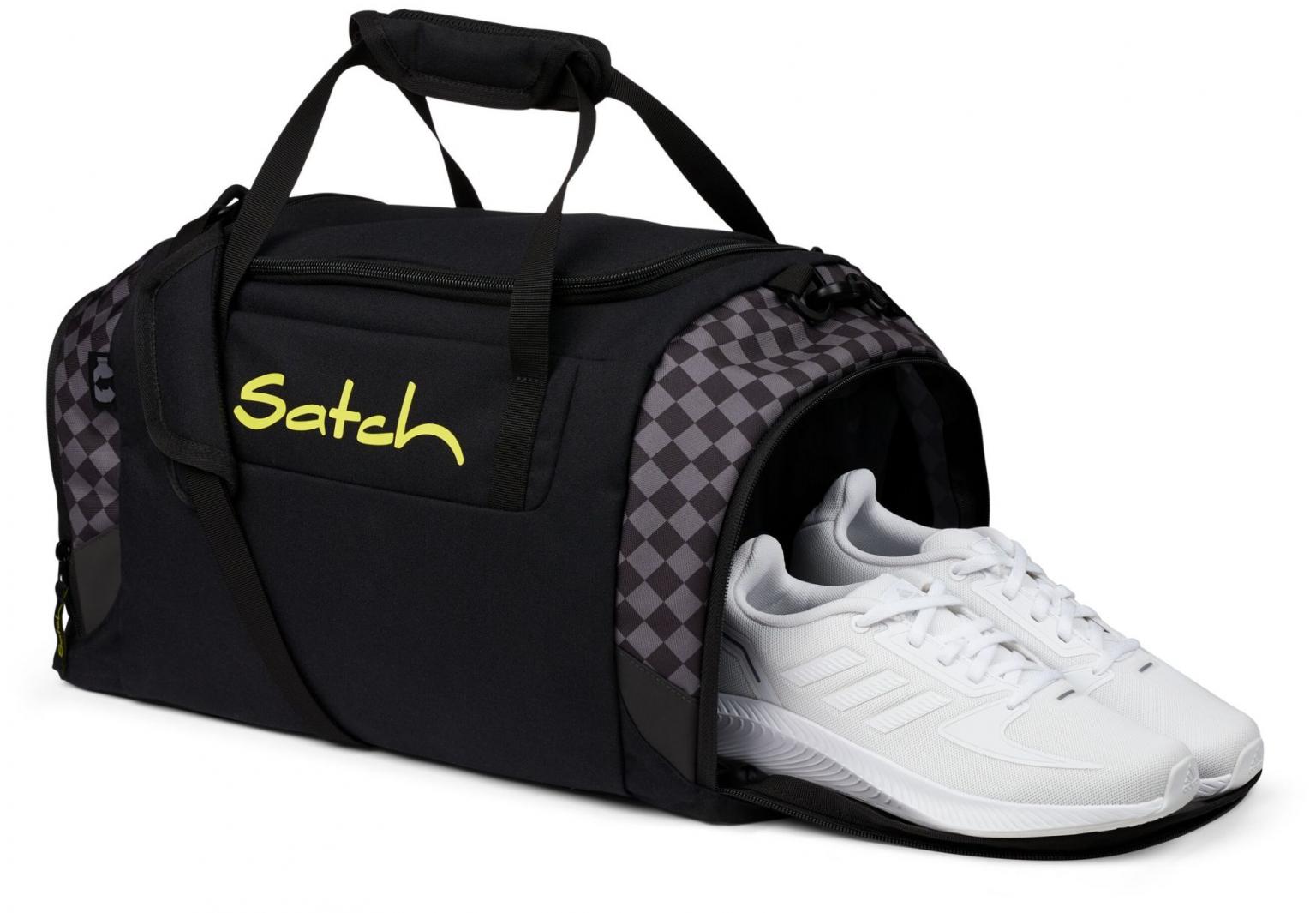 Satch Sporttasche schwarz grau Karomuster Duffle Dark Skate