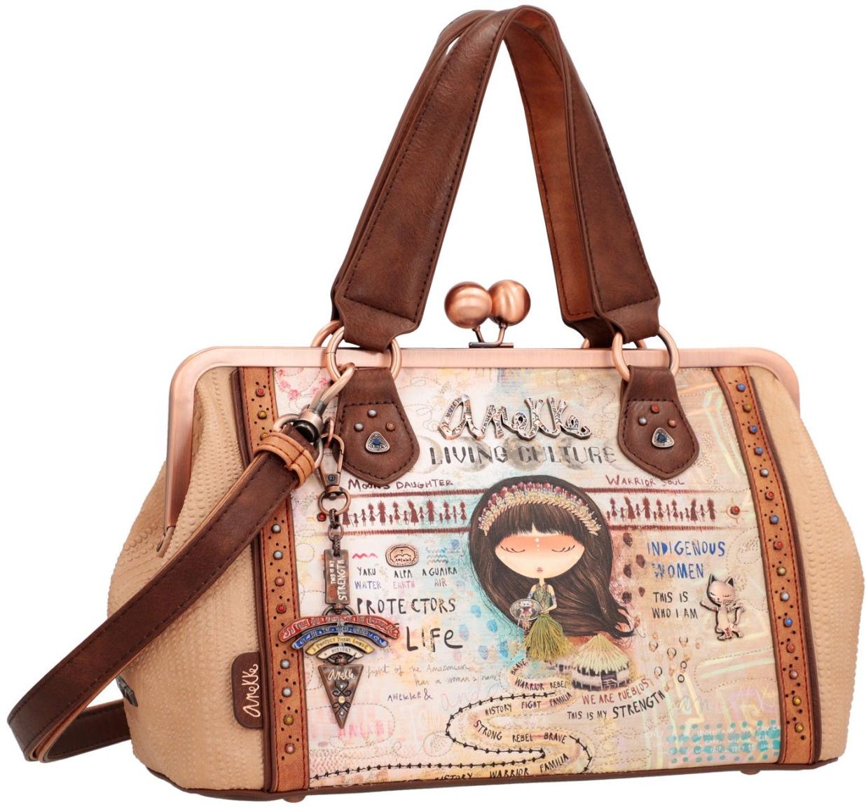 Satchel mit Kisslock Anekke Menire Bunter Comicprint