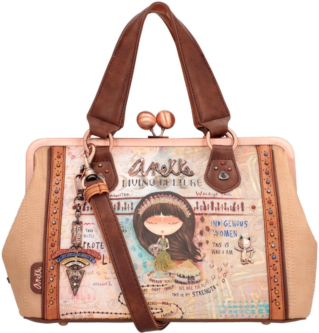 Satchel mit Kisslock Anekke Menire Bunter Comicprint