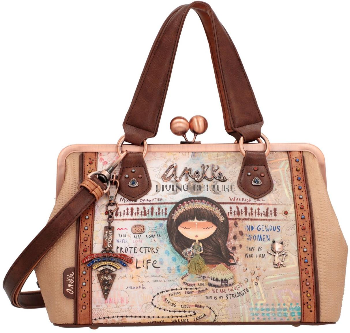 Satchel mit Kisslock Anekke Menire Bunter Comicprint