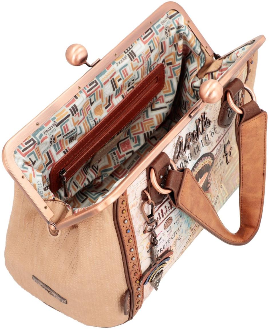 Satchel mit Kisslock Anekke Menire Bunter Comicprint