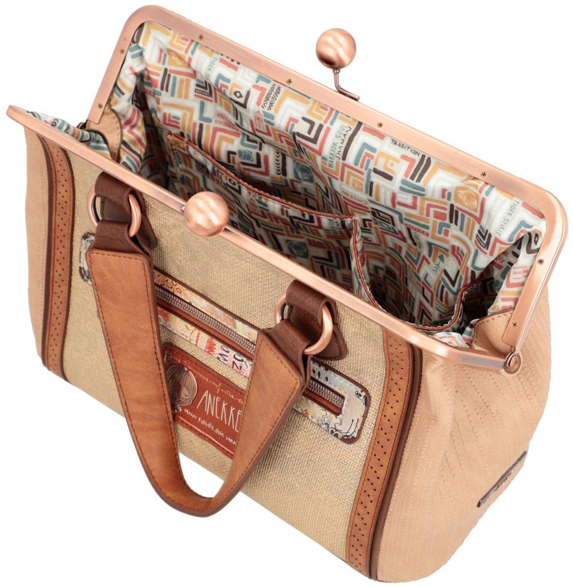 Satchel mit Kisslock Anekke Menire Bunter Comicprint