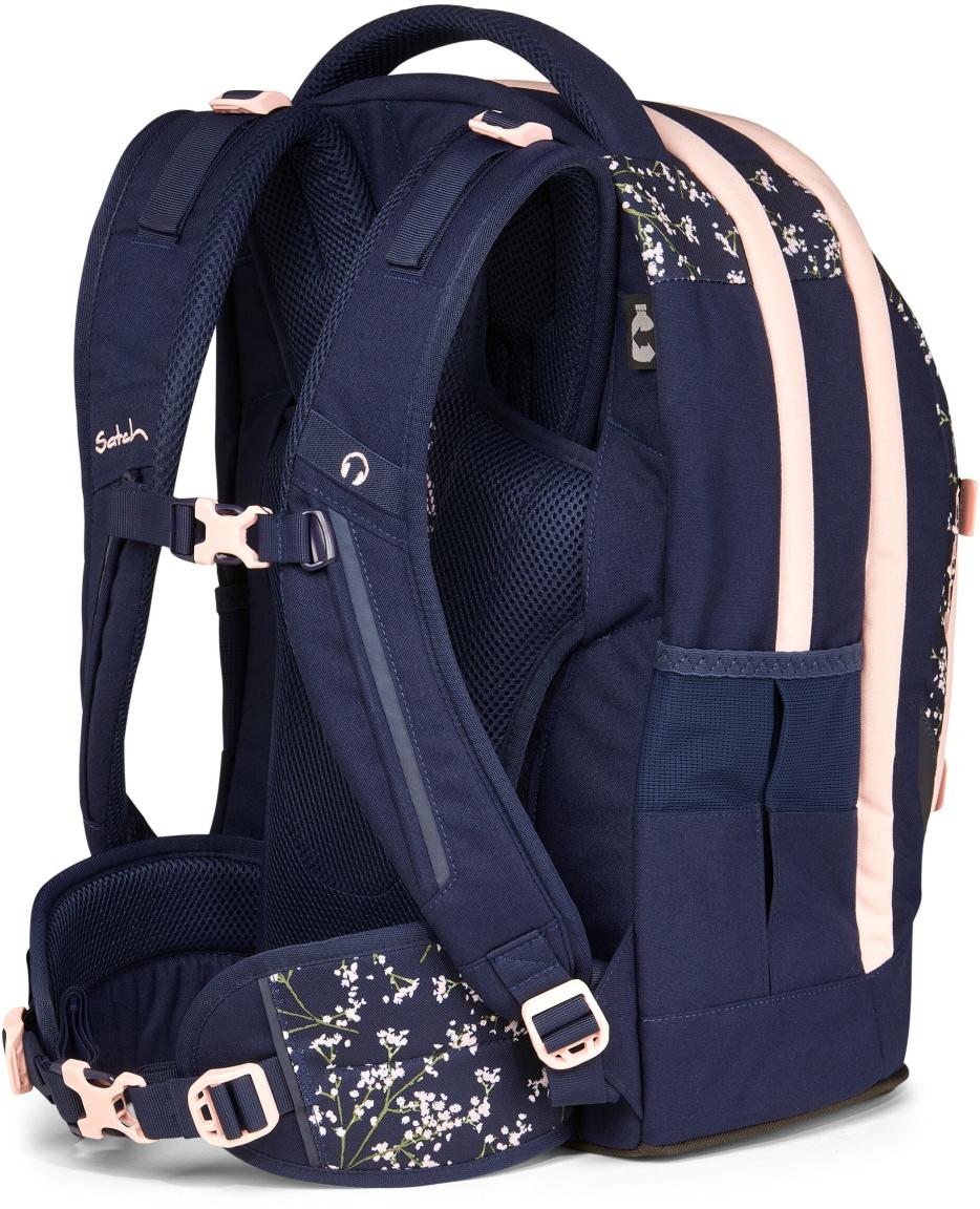 Schülerset Satch Pack Turnbeutel Schüttelpennal Schulrucksack Bloomy Breeze dunkelblau rosa Blumen