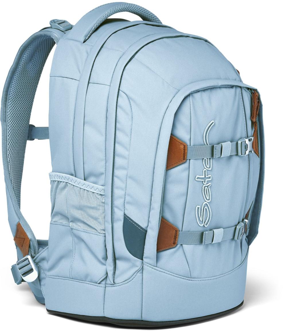 Schultasche hellblau Lederdetails Satch Pack Nordic Ice Blue