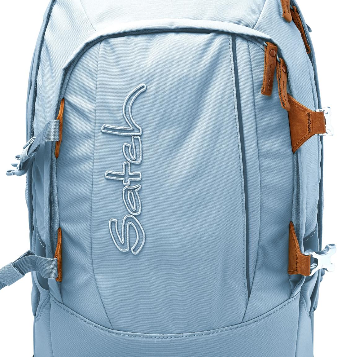 Schultasche hellblau Lederdetails Satch Pack Nordic Ice Blue