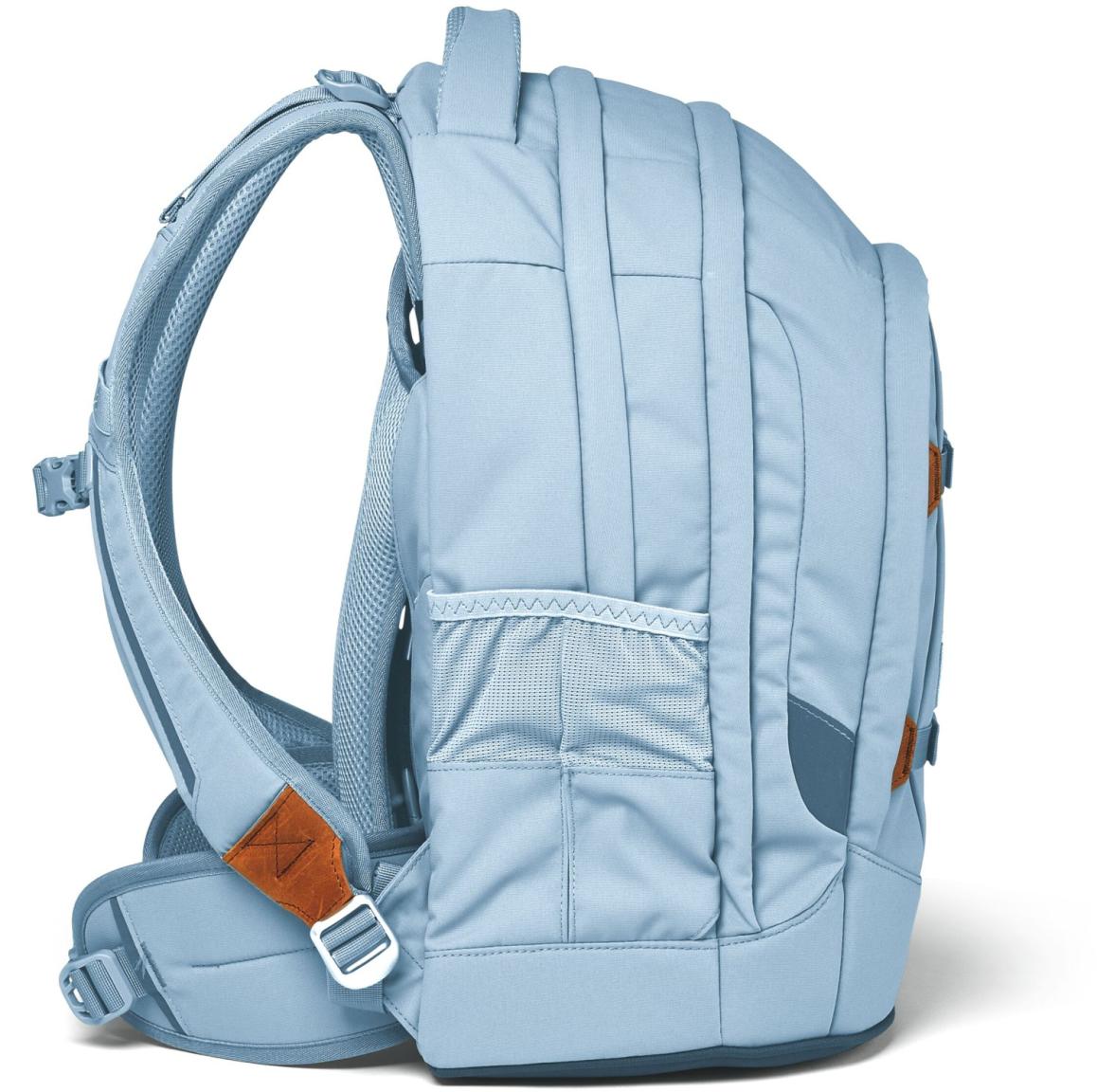 Schultasche hellblau Lederdetails Satch Pack Nordic Ice Blue