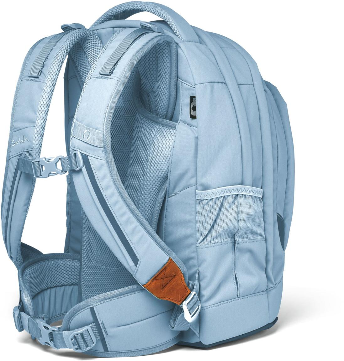 Schultasche hellblau Lederdetails Satch Pack Nordic Ice Blue