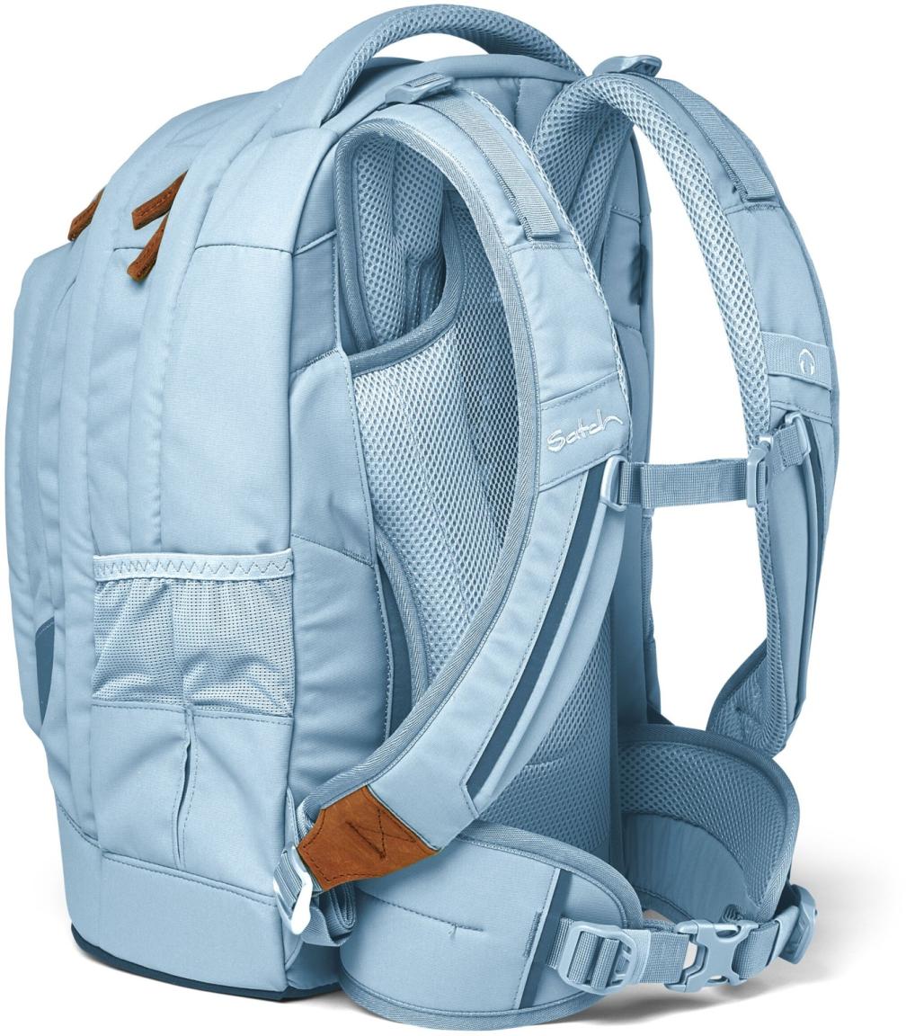 Schultasche hellblau Lederdetails Satch Pack Nordic Ice Blue