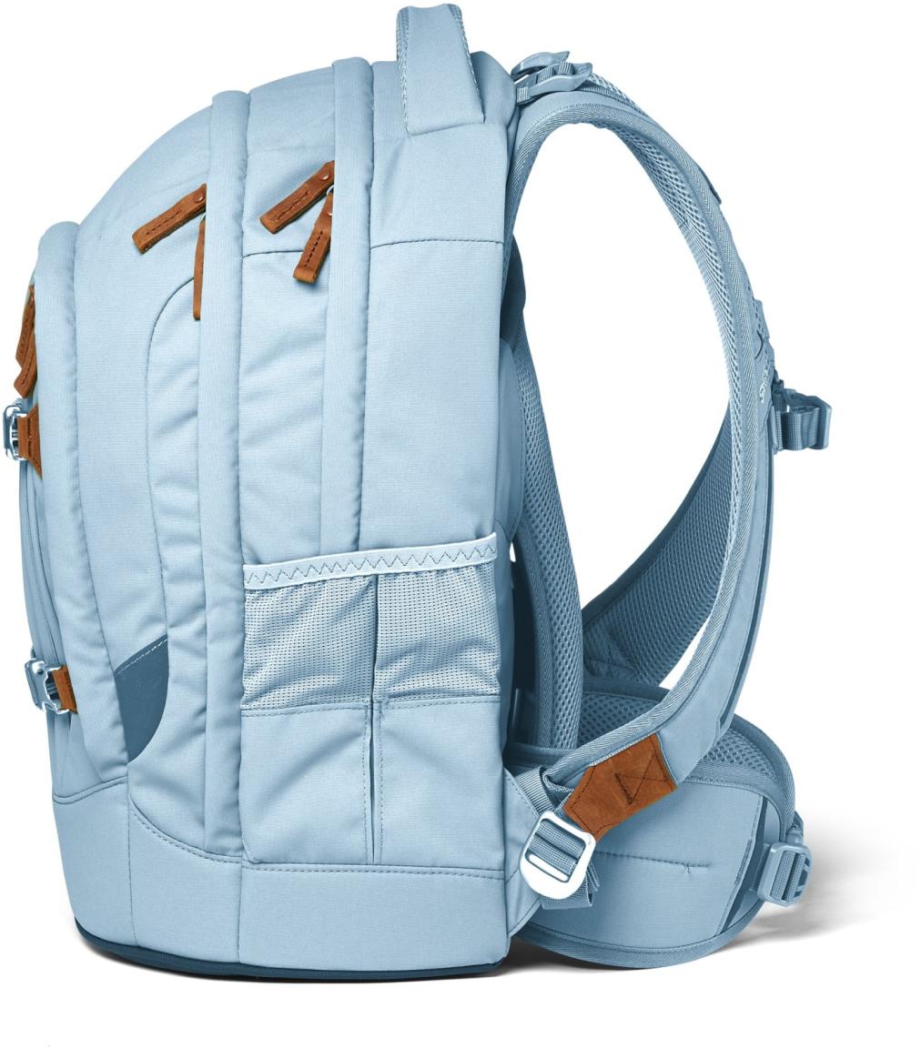 Schultasche hellblau Lederdetails Satch Pack Nordic Ice Blue