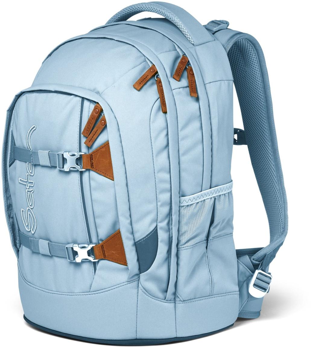 Schultasche hellblau Lederdetails Satch Pack Nordic Ice Blue