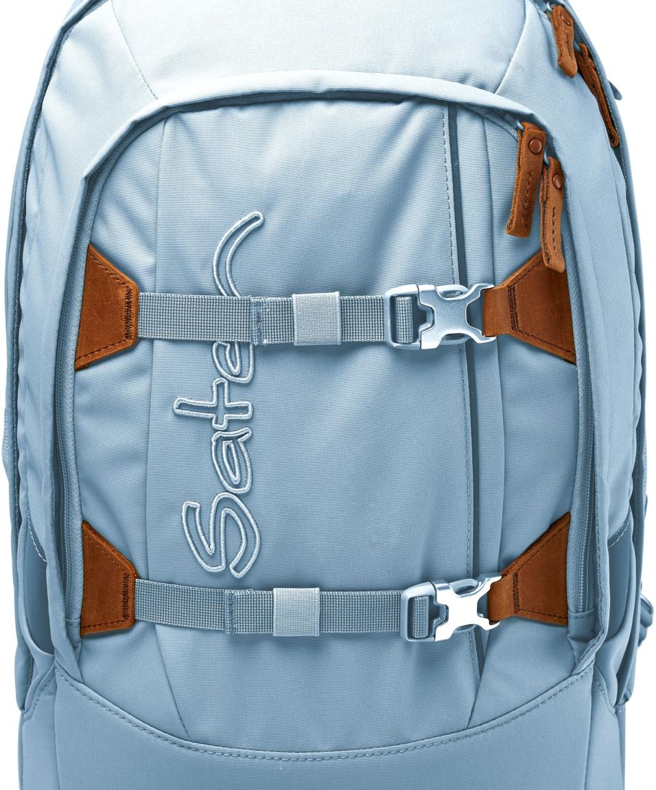 Schultasche hellblau Lederdetails Satch Pack Nordic Ice Blue