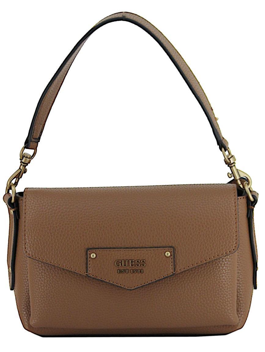 Schultertasche Guess Eco Brenton Latte Logo Beige 