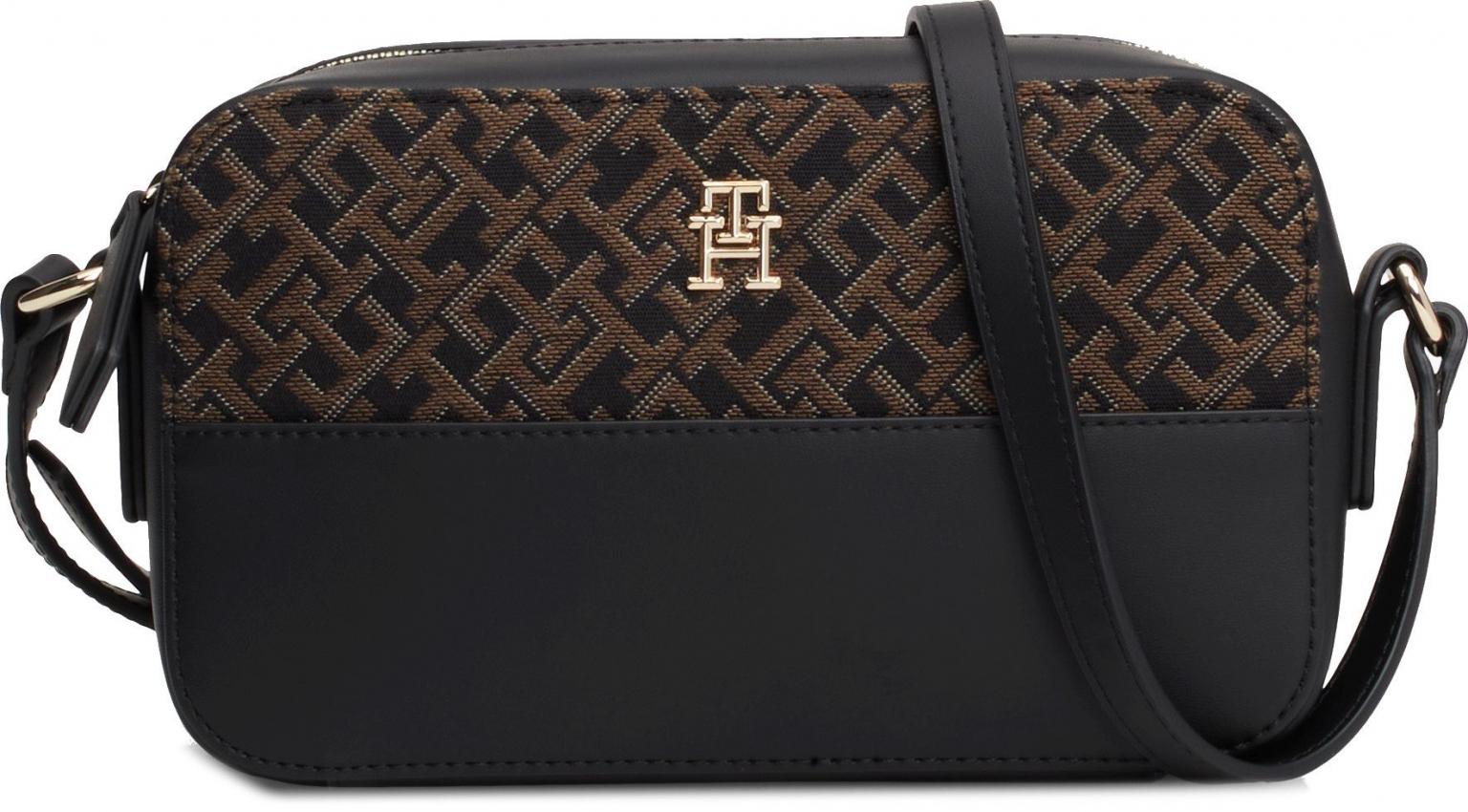 Schultertasche Hilfiger Camera Bag Jacquard Materialmix Black