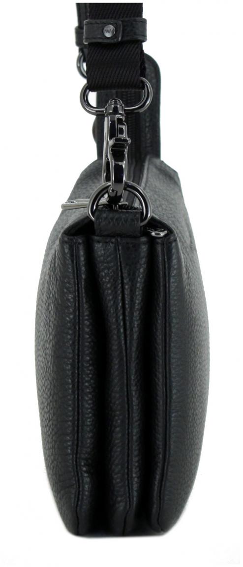 Schultertasche Mellow Leather Nero Mandarina Duck dreigeteilt schwarz