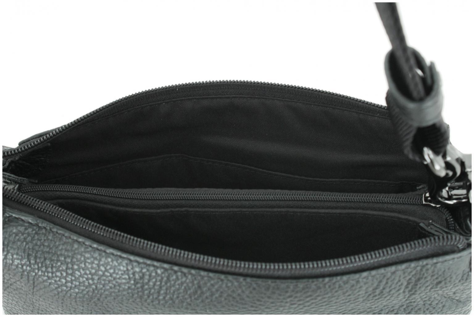 Schultertasche Mellow Leather Nero Mandarina Duck dreigeteilt schwarz