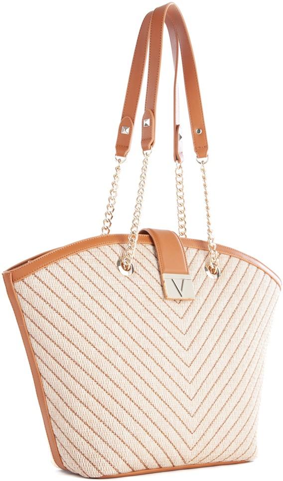 Shoppertasche Bast Stppnähte beige braun Valentino Donna Naturale