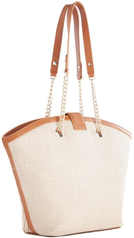 Shoppertasche Bast Stppnähte beige braun Valentino Donna Naturale