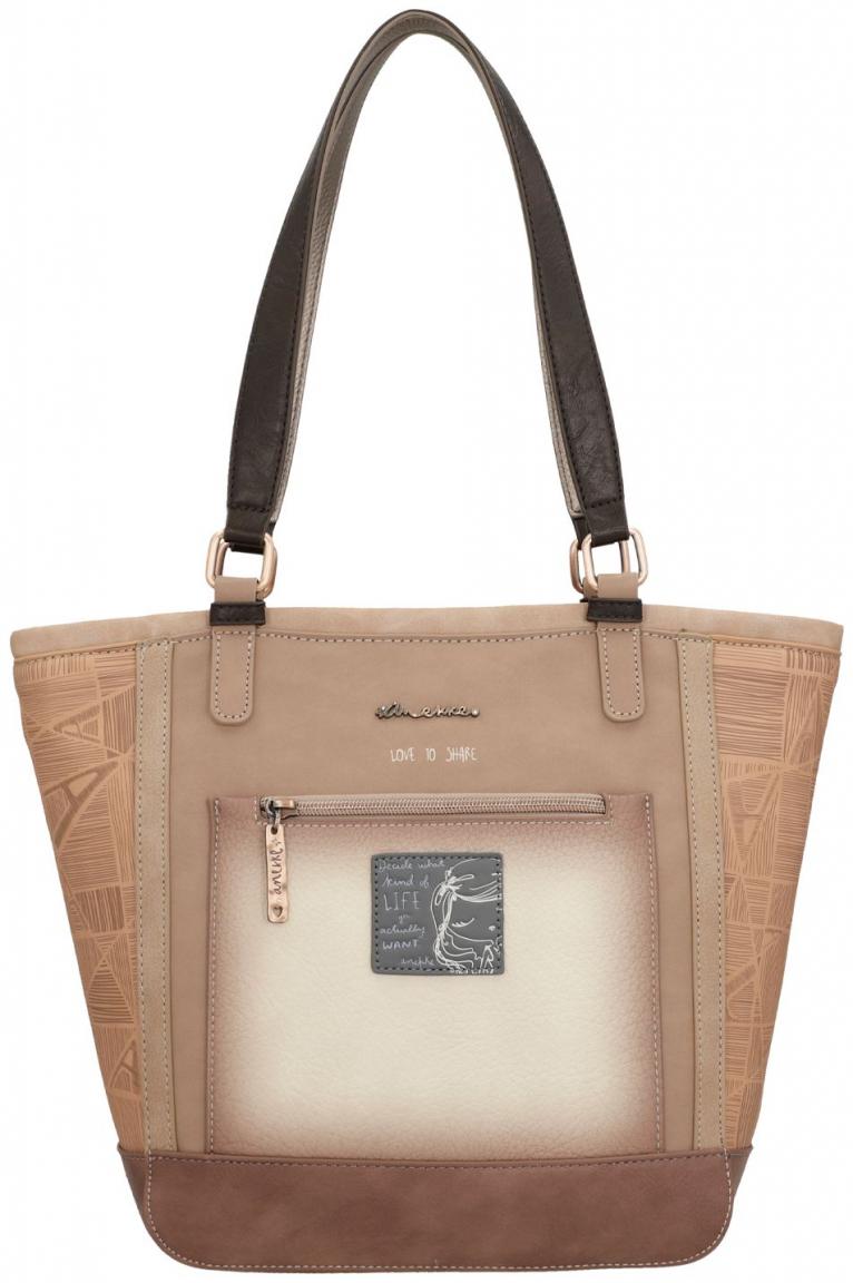 Shoppertasche beige bunt Anekke Hollywood Stars bestickt Nieten