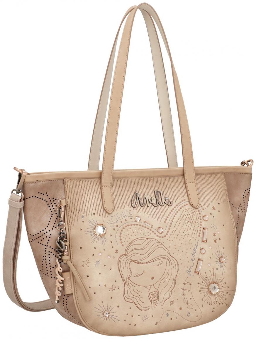 Shoppertasche hellbeige Glitzersteine bestickt Anekke Hollywood Studio Nude