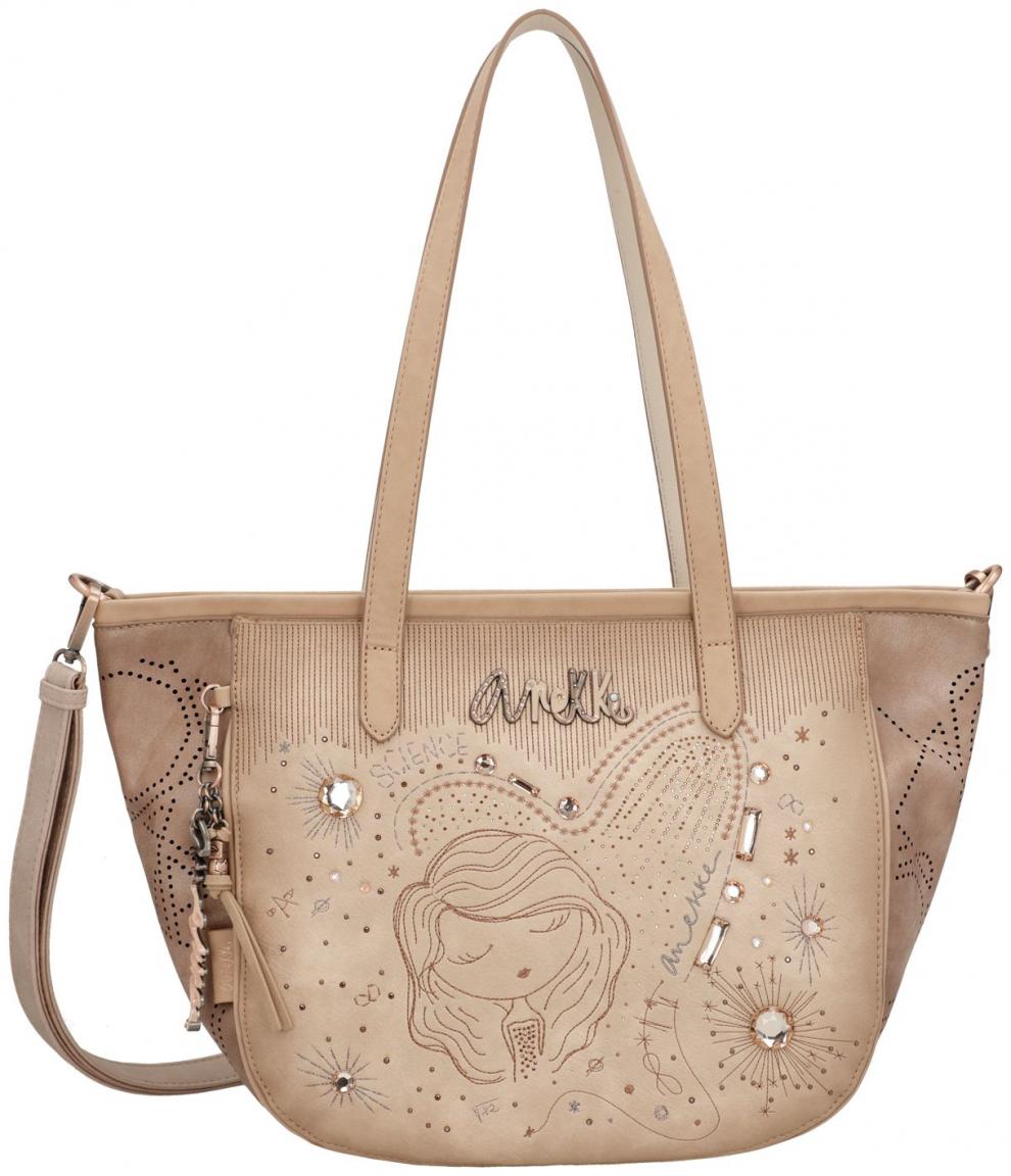 Shoppertasche hellbeige Glitzersteine bestickt Anekke Hollywood Studio Nude