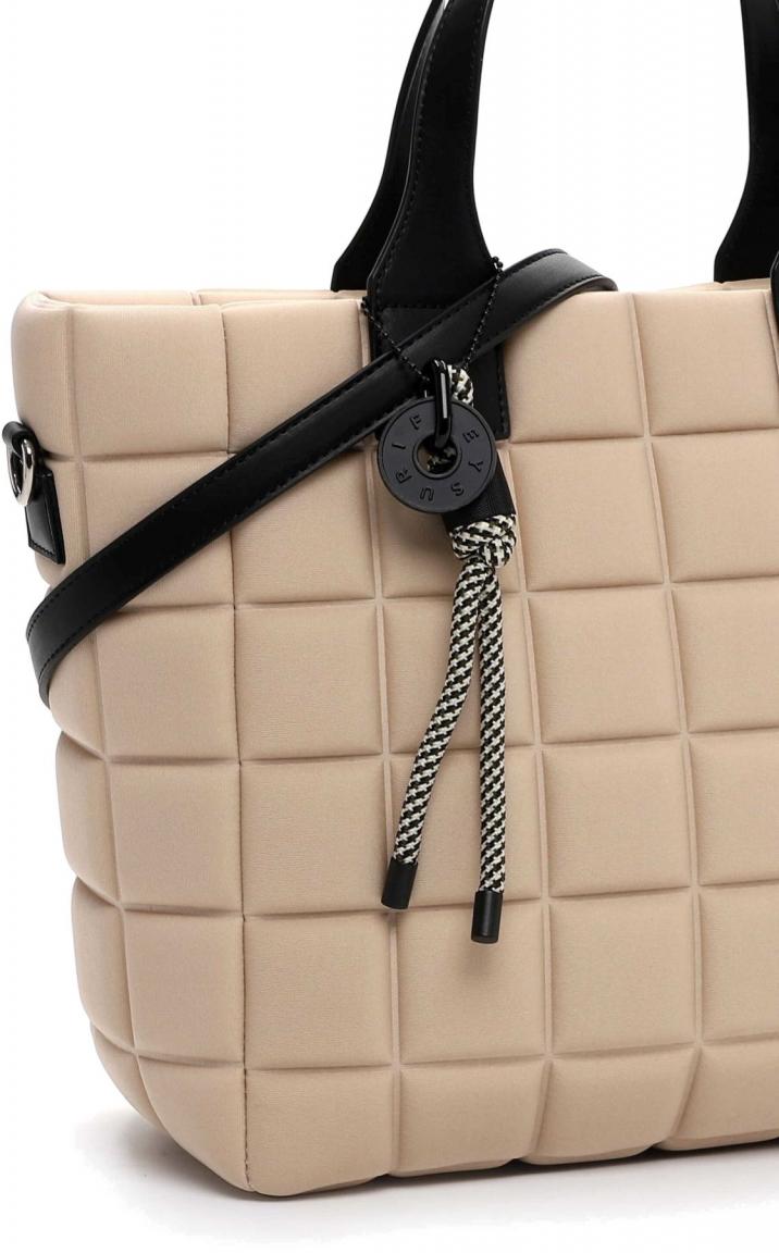 Suri Frey Henkeltasche Jancy Beige Neopren 3D Muster