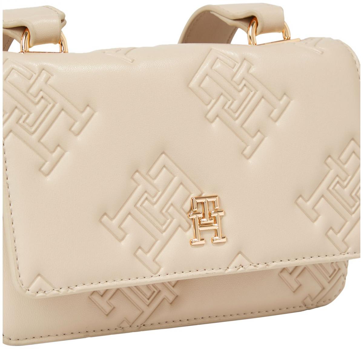 Tommy Hilfiger Überschlagtasche mini beige Mono Refined