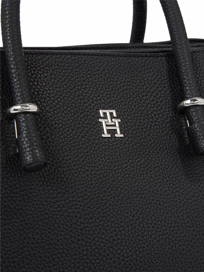 Tommy Hilfiger dreigeteilte Kurzgrifftasche schwarz Emblem