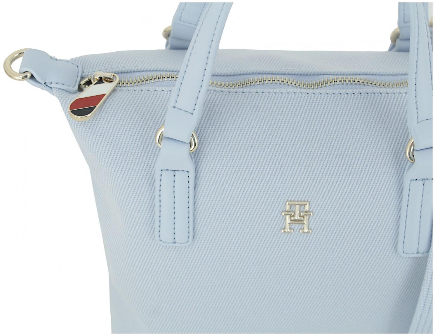 Tommy Hilfiger trendige Canvas Handtasche Small Poppy hellblau