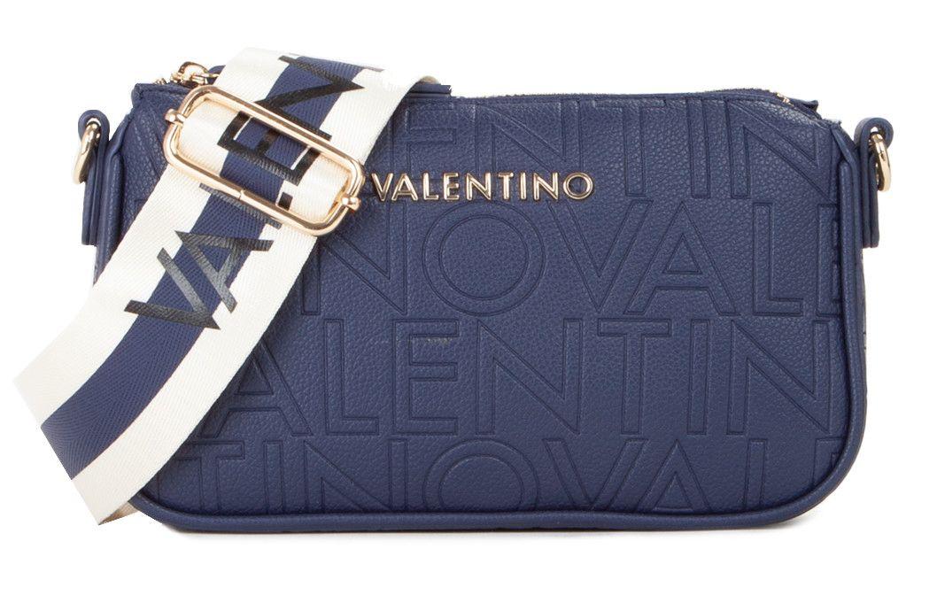 Valentino Handtasche Pansy Dunkelblau mit Markenprägung Pochette