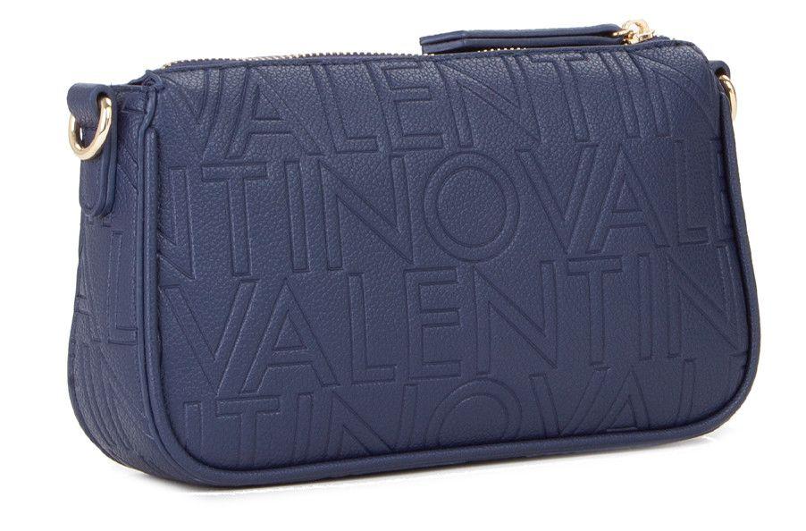 Valentino Handtasche Pansy Dunkelblau mit Markenprägung Pochette