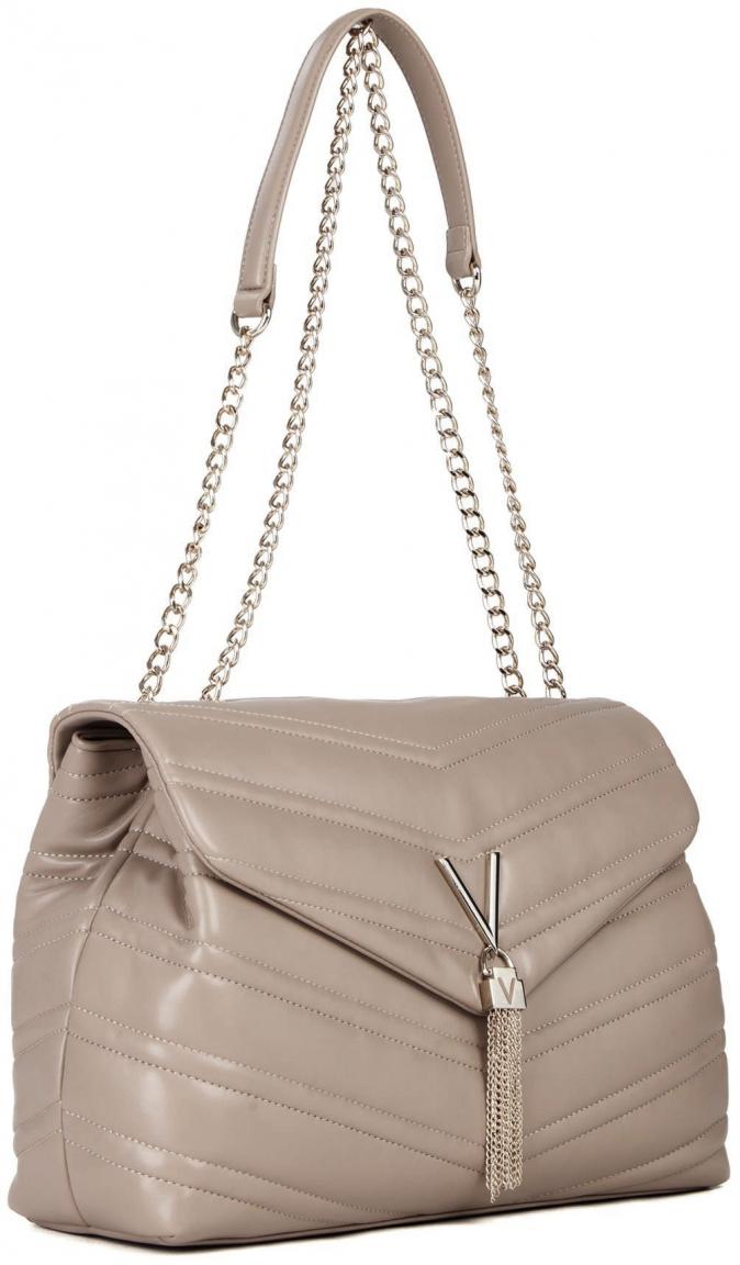 Valentino Privilege Überschlagtasche beige Steppnähte Kette