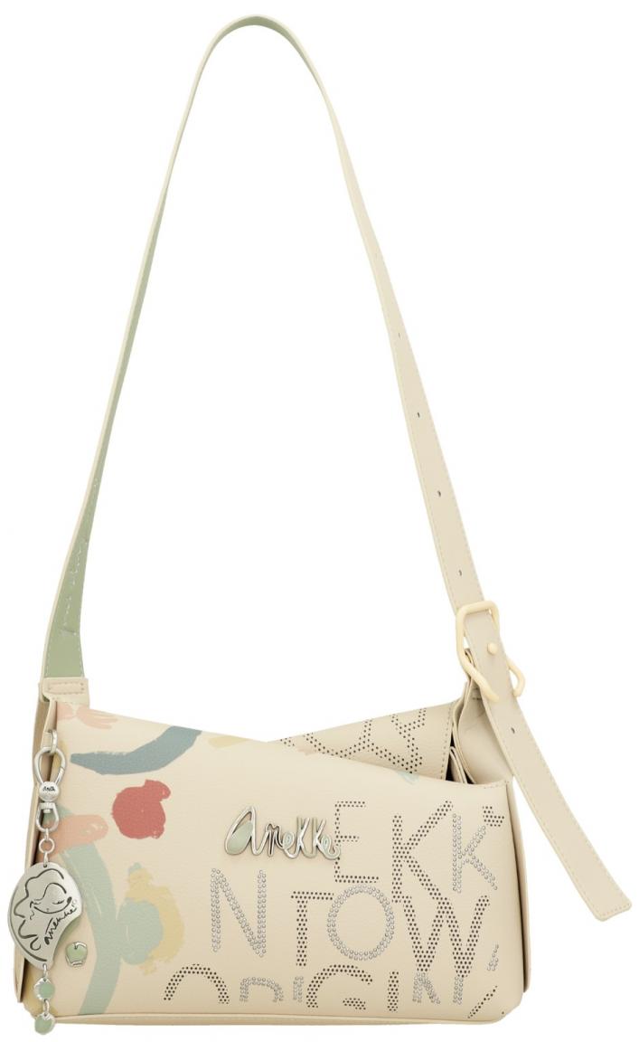 asymmetrische Schultertasche beige Punkteprint Anekke Alma Original