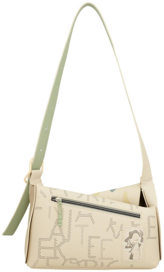 asymmetrische Schultertasche beige Punkteprint Anekke Alma Original