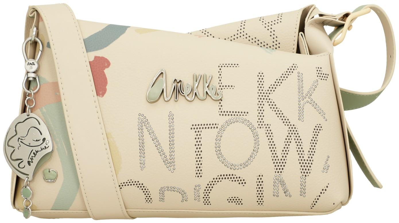 asymmetrische Schultertasche beige Punkteprint Anekke Alma Original