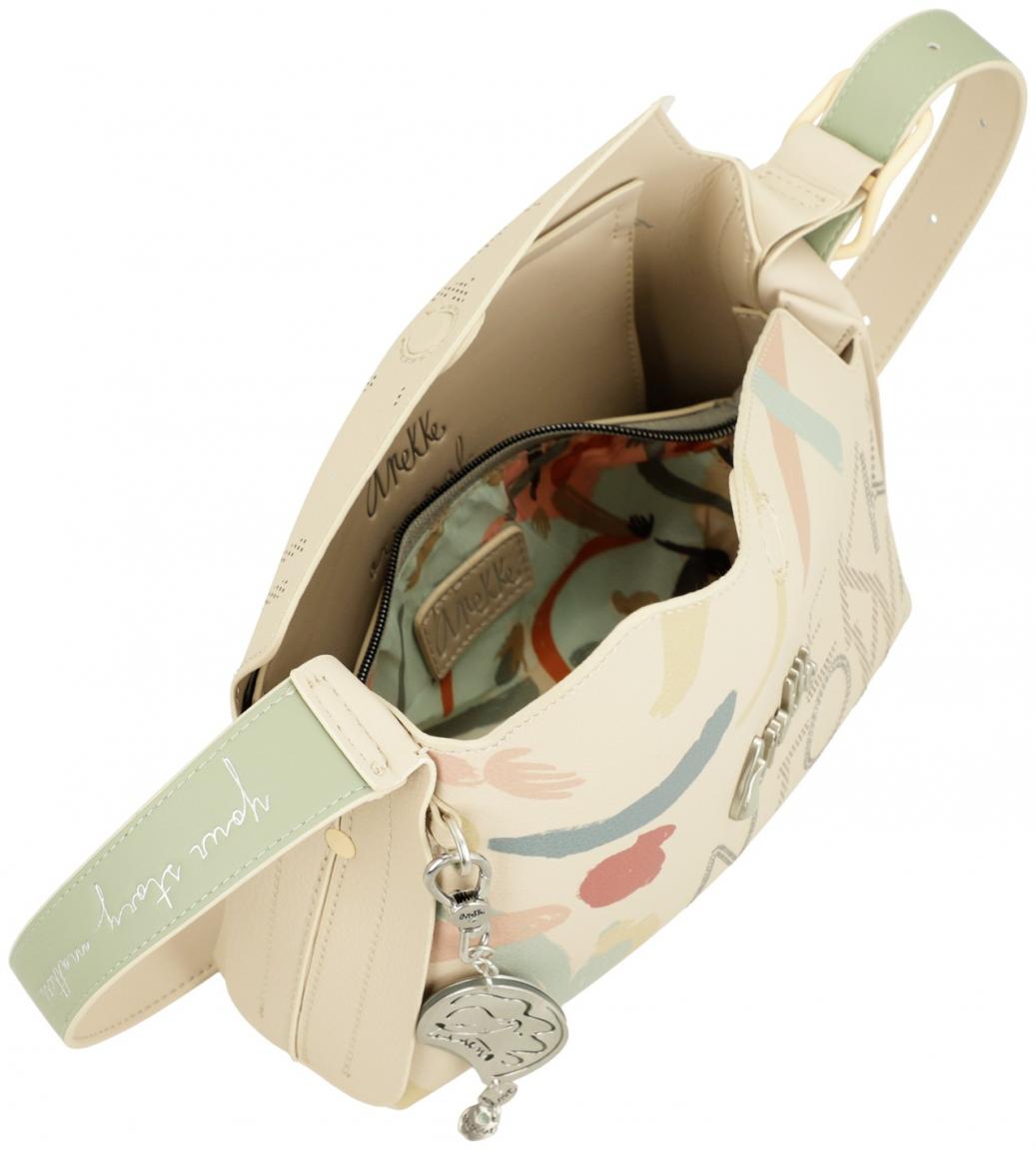 asymmetrische Schultertasche beige Punkteprint Anekke Alma Original