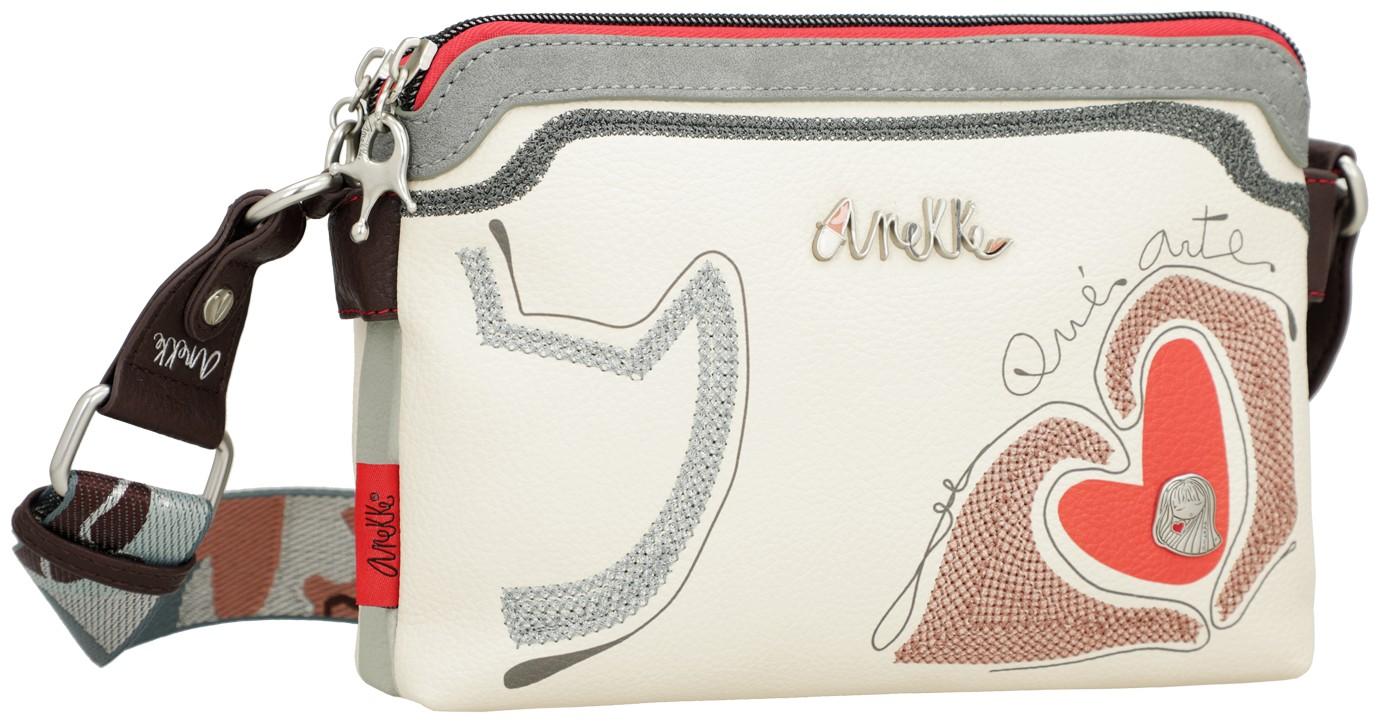 bestickte Crossbody Bag beige Anekke Alma Ole Hände zweigeteilt