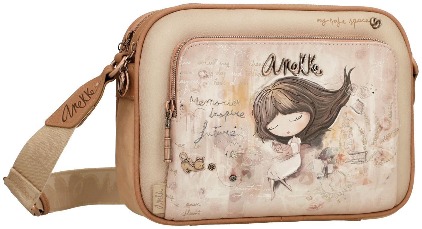 bestickte Crossovertasche Beigetöne Glitzer Anekke Memories