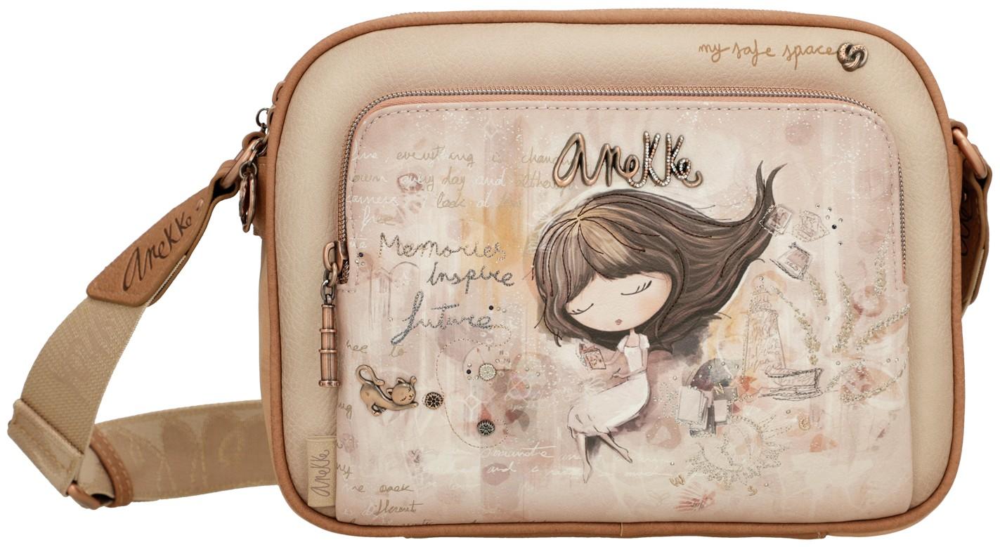 bestickte Crossovertasche Beigetöne Glitzer Anekke Memories